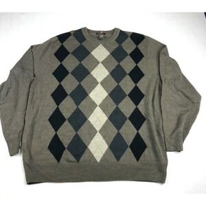Dockers Mens‎ Argyle Sweater XXL Acrylic Brown/Gray/Black